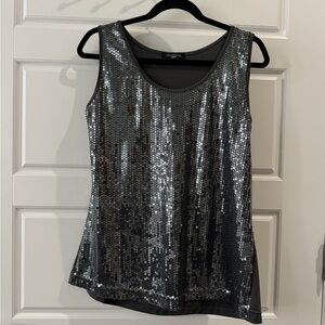 Notations Shimmering Silver Sequin Tank Top